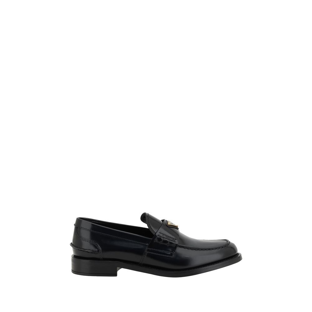 Prada Black Leather Logo Loafers - BrandFit 88