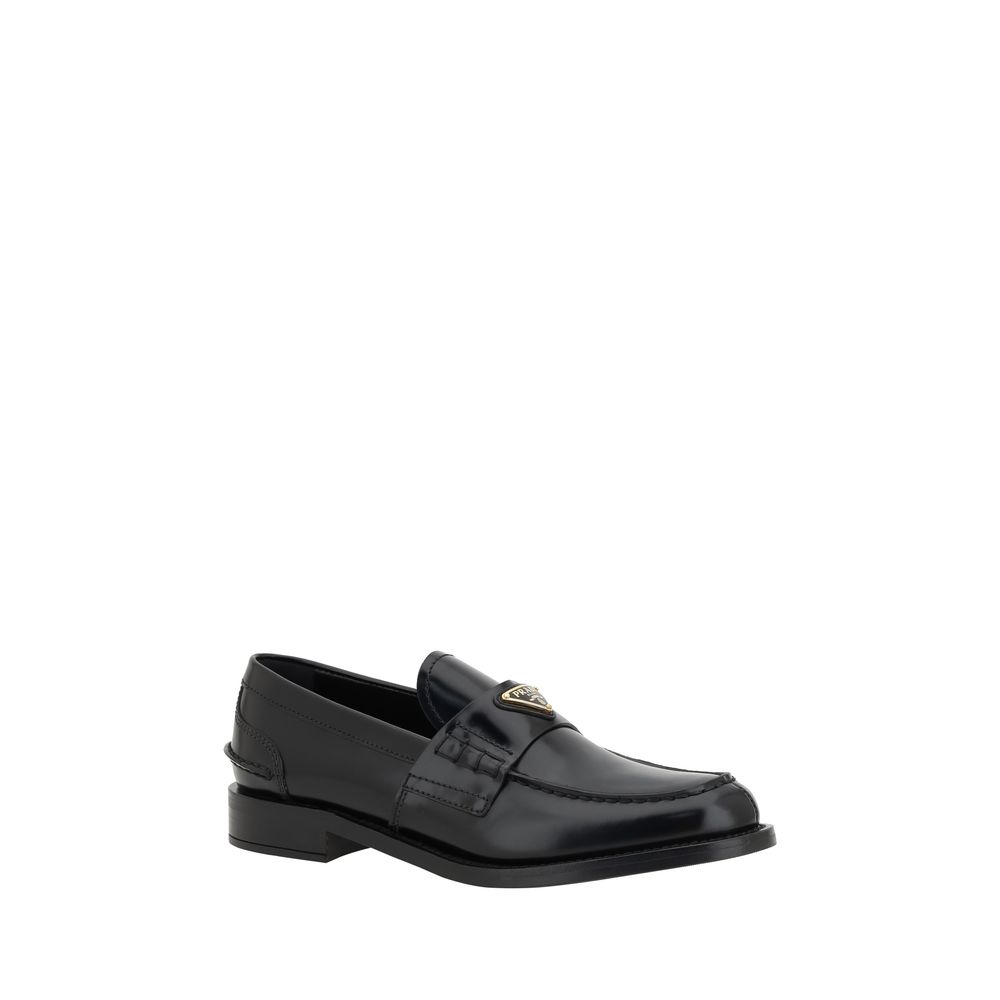 Prada Black Leather Logo Loafers - BrandFit 88