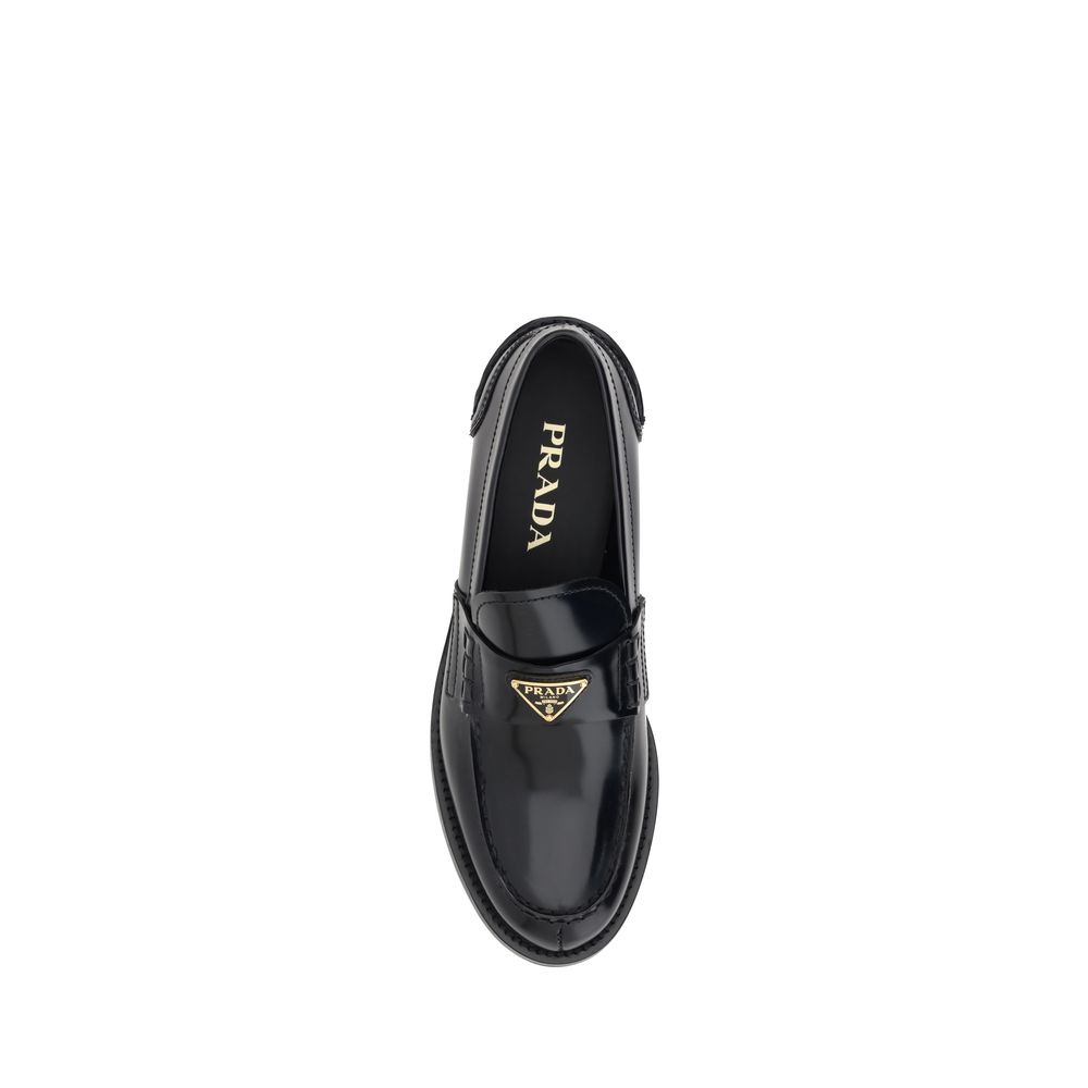 Prada Black Leather Logo Loafers - BrandFit 88