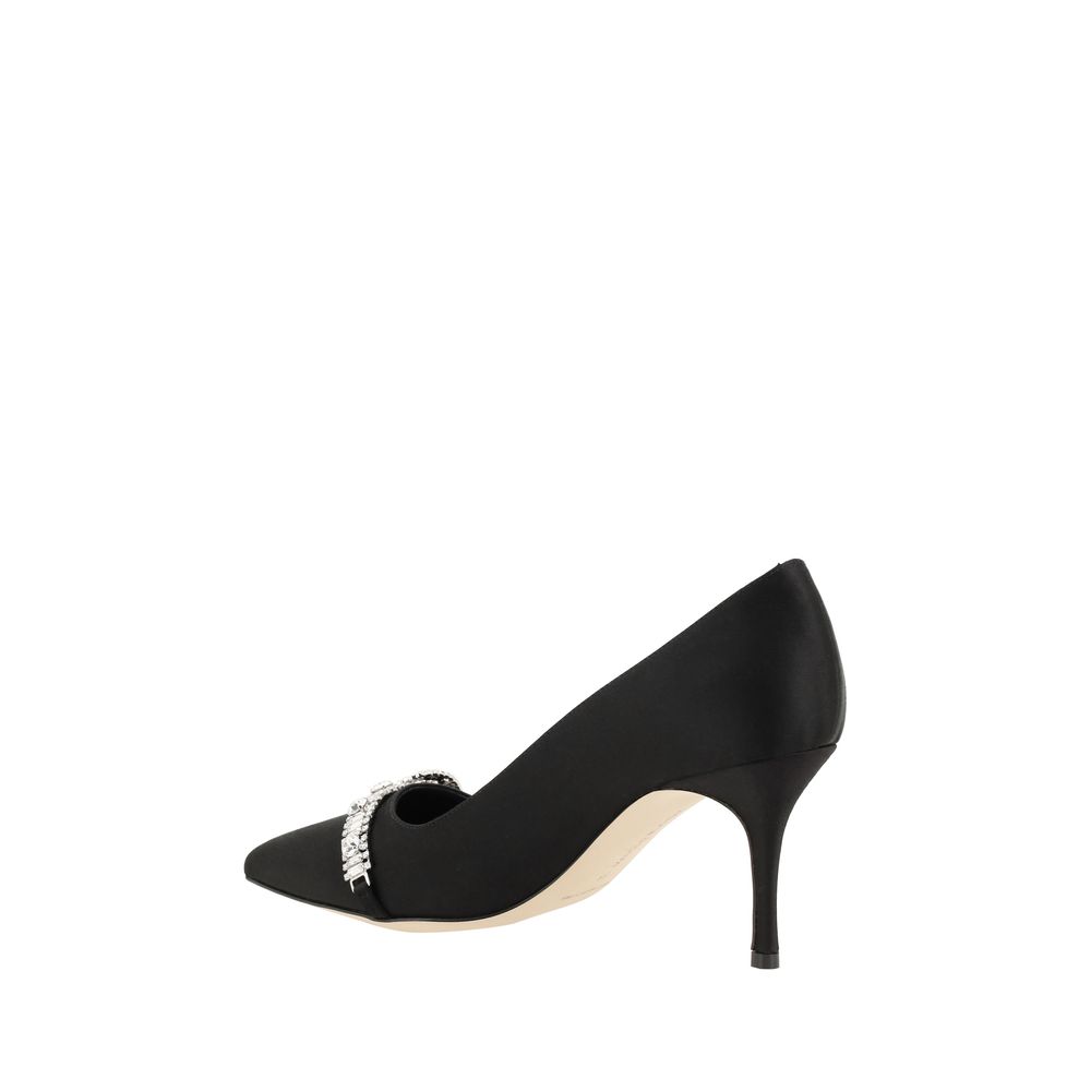 Manolo Blahnik Black Asapump Satin Pumps - BrandFit 88