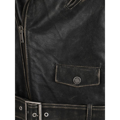 Golden Goose Brown Calf Leather Bos Taurus Biker Jacket
