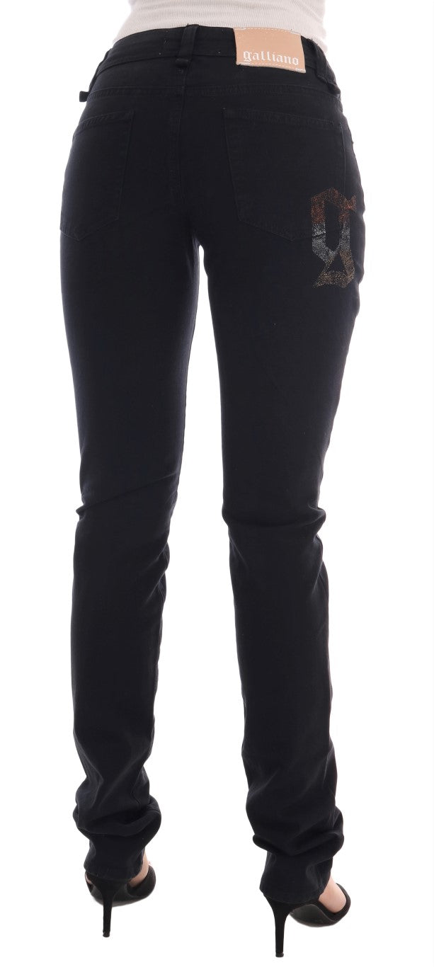 John Galliano Black Cotton Denim Stretch Regular Fit Jeans John Galliano