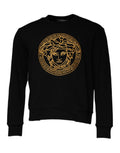 Versace Black Medusa Embroidery Crew Neck Pullover Sweater - BrandFit 88