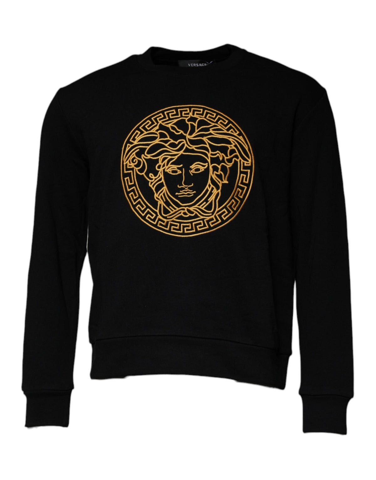 Versace Black Medusa Embroidery Crew Neck Pullover Sweater - BrandFit 88