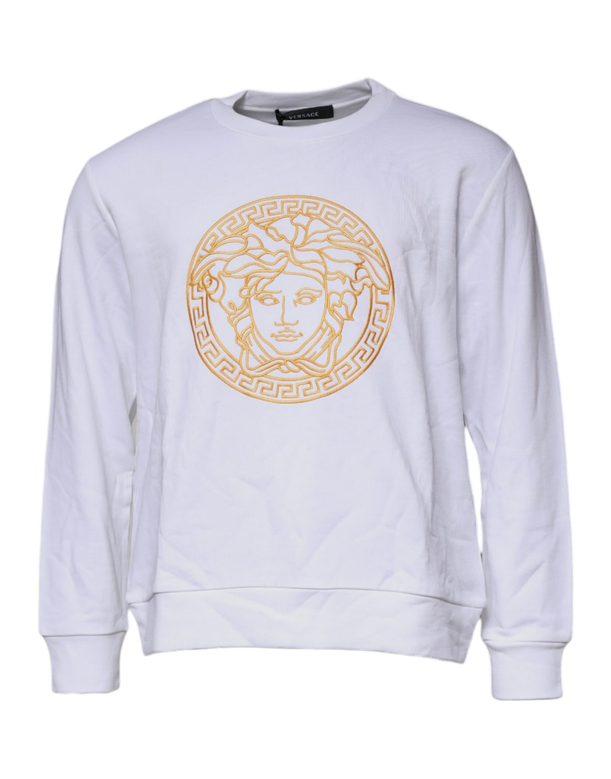 Versace White Medusa Embroidery Crew Neck Pullover Sweater - BrandFit 88