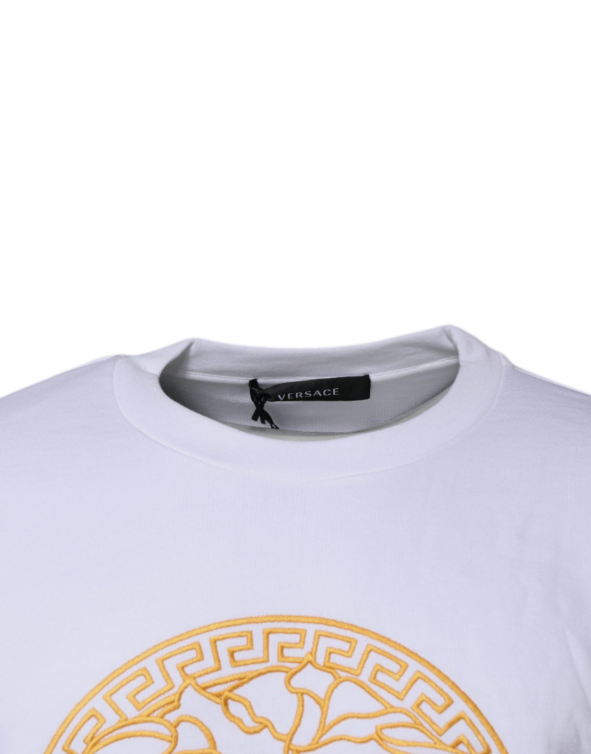 Versace White Medusa Embroidery Crew Neck Pullover Sweater - BrandFit 88