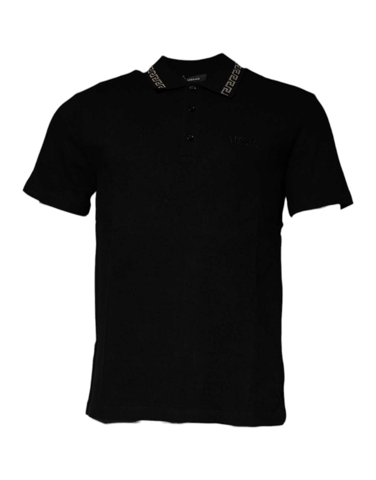 Versace Black Viscose Collared Polo Short Sleeves T-shirt - BrandFit 88