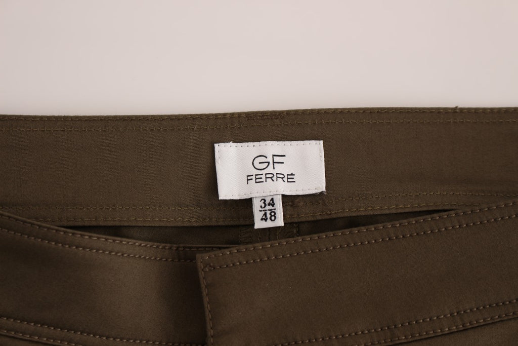 GF Ferre Green Cotton Stretch Comfort Fit Pants