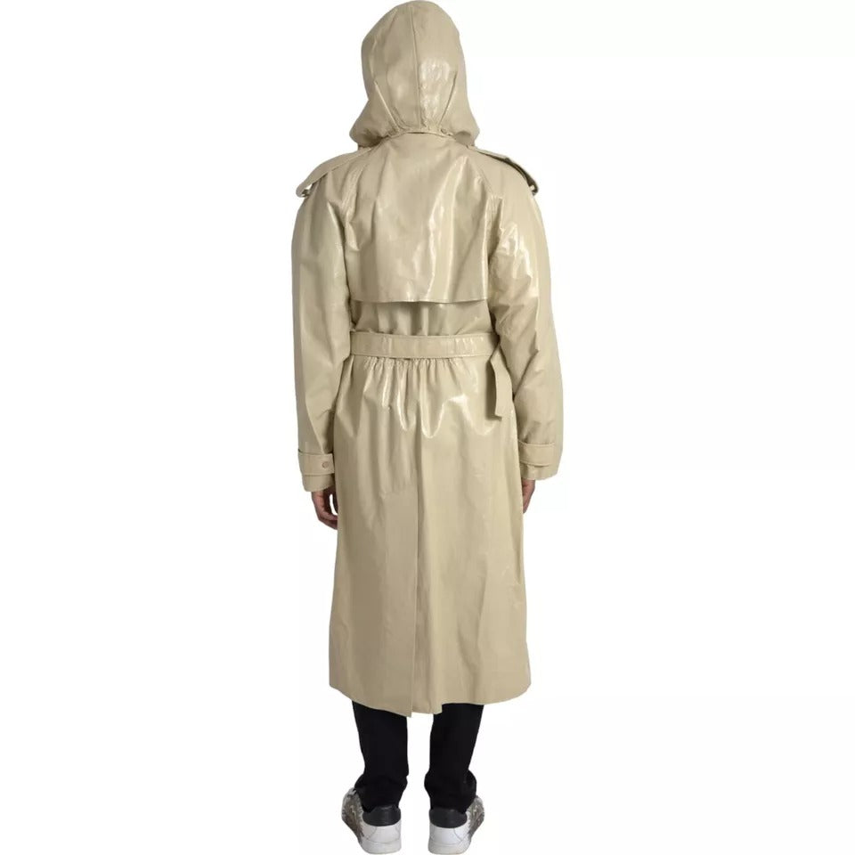Bottega Veneta Beige Lambskin Leather Trench Coat Jacket - BrandFit 88
