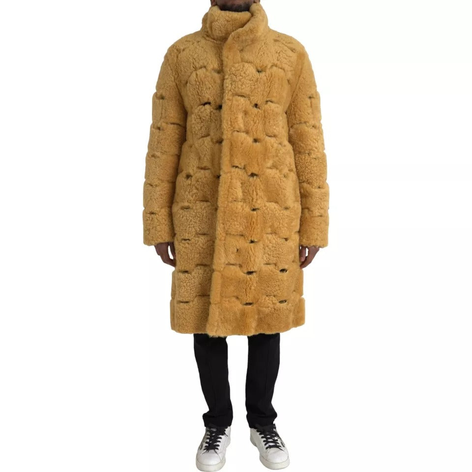 Bottega Veneta Yellow Wool Long Teddy Coat Jacket - BrandFit 88