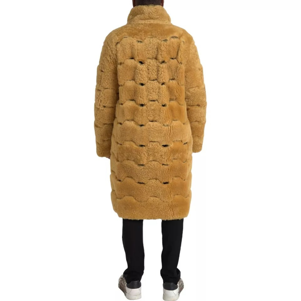 Bottega Veneta Yellow Wool Long Teddy Coat Jacket - BrandFit 88
