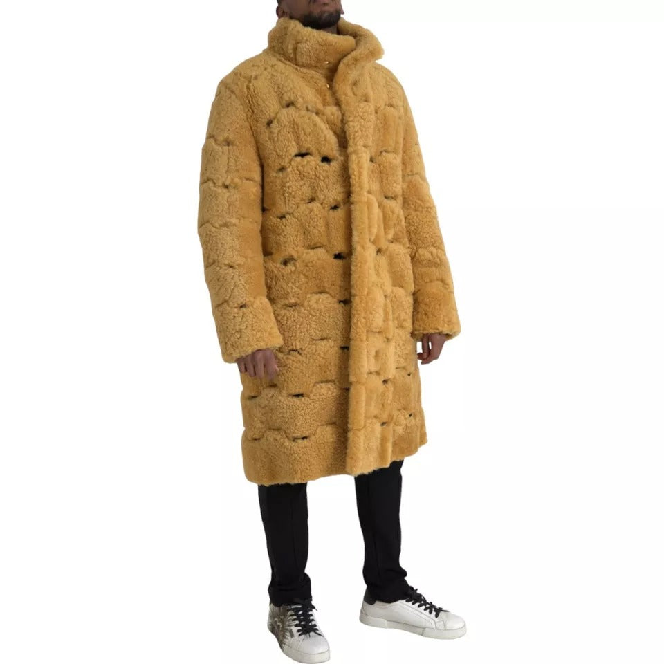 Bottega Veneta Yellow Wool Long Teddy Coat Jacket - BrandFit 88