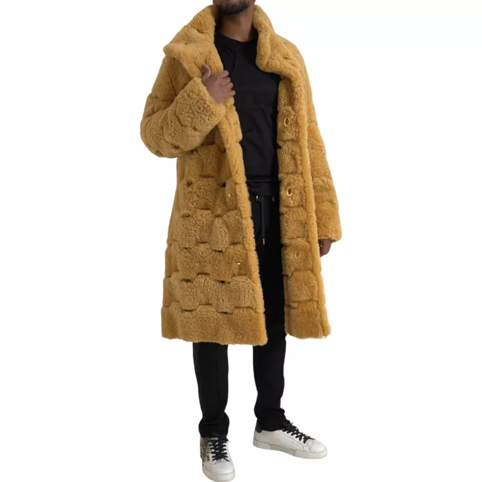 Bottega Veneta Yellow Wool Long Teddy Coat Jacket - BrandFit 88