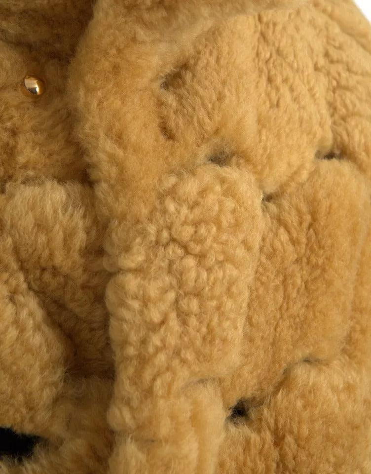 Bottega Veneta Yellow Wool Long Teddy Coat Jacket - BrandFit 88