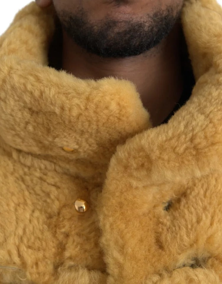 Bottega Veneta Yellow Wool Long Teddy Coat Jacket - BrandFit 88