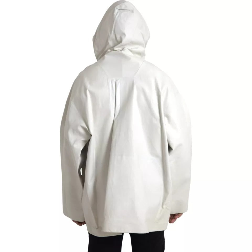 Bottega Veneta White Leather Men Waterproof Jacket Blouson - BrandFit 88