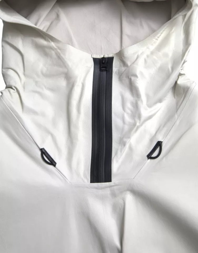 Bottega Veneta White Leather Men Waterproof Jacket Blouson - BrandFit 88