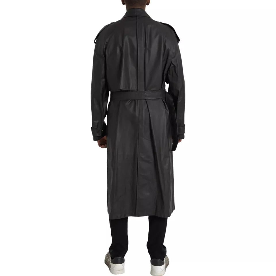 Bottega Veneta Black Leather Men Waterproof Trenchcoat Jacket - BrandFit 88