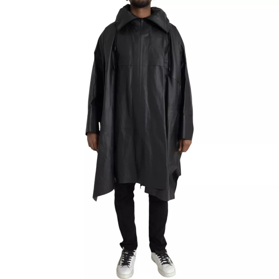 Bottega Veneta Black Leather Hooded Men Trenchcoat Jacket - BrandFit 88