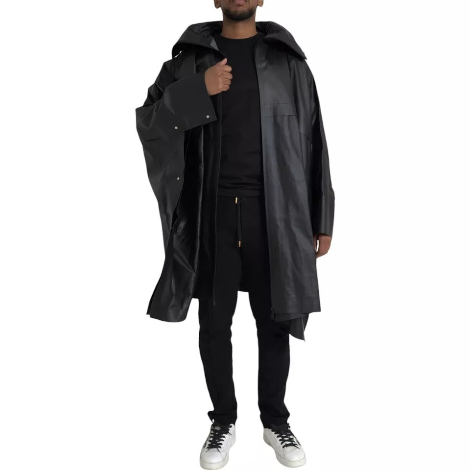 Bottega Veneta Black Leather Hooded Men Trenchcoat Jacket - BrandFit 88