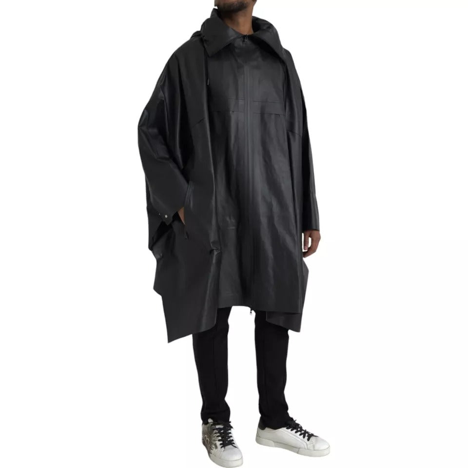 Bottega Veneta Black Leather Hooded Men Trenchcoat Jacket - BrandFit 88