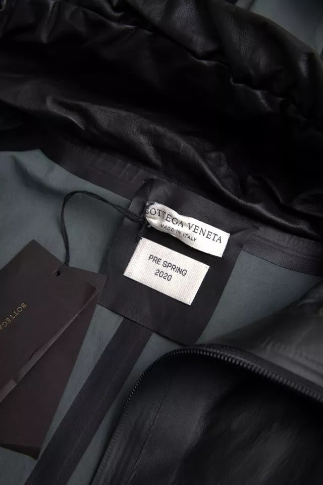 Bottega Veneta Black Leather Hooded Men Trenchcoat Jacket - BrandFit 88