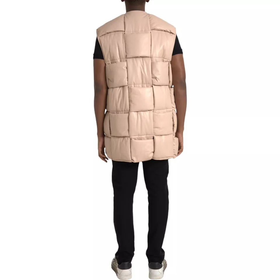Bottega Veneta Beige Quilted Sleeveless Calf Leather Jacket - BrandFit 88