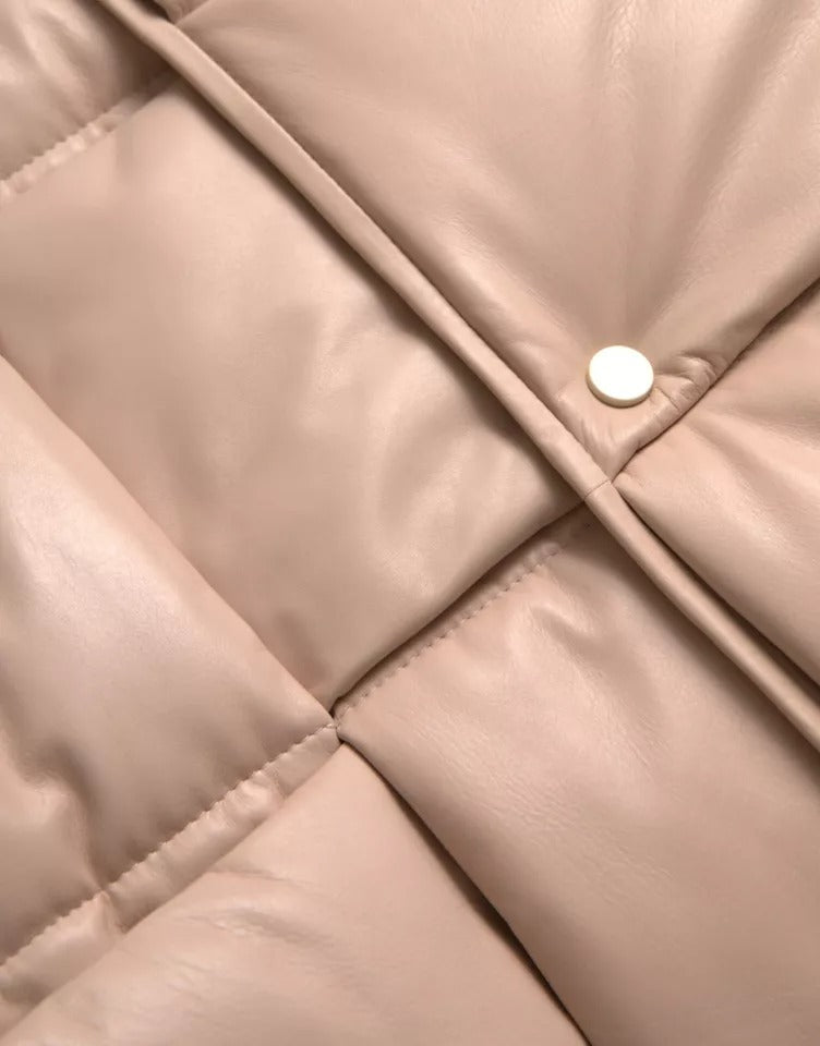 Bottega Veneta Beige Quilted Sleeveless Calf Leather Jacket - BrandFit 88