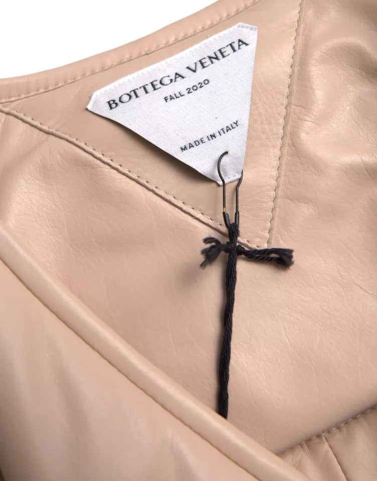 Bottega Veneta Beige Quilted Sleeveless Calf Leather Jacket - BrandFit 88