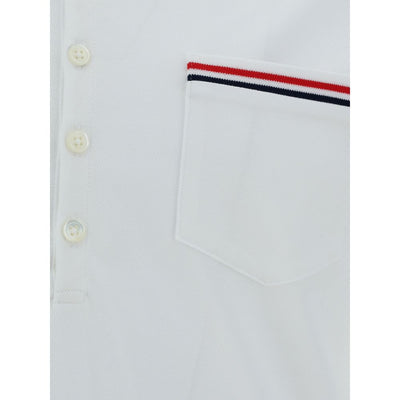 Thom Browne White Cotton Polo Shirt