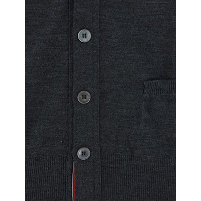 Thom Browne Gray Fleece Wool Cardigan
