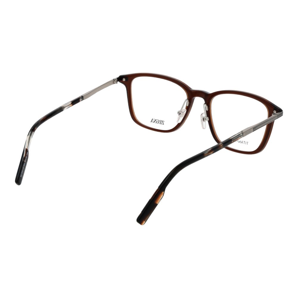 Ermenegildo Zegna Brown Plastic & Titanium Glasses (Frames)