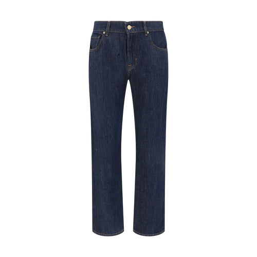 7FOR Blue Cotton Straight-Leg Jeans - BrandFit 88