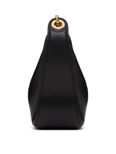 Valentino Garavani Black Leather Mini Hobo Vlogo Shoulder Bag