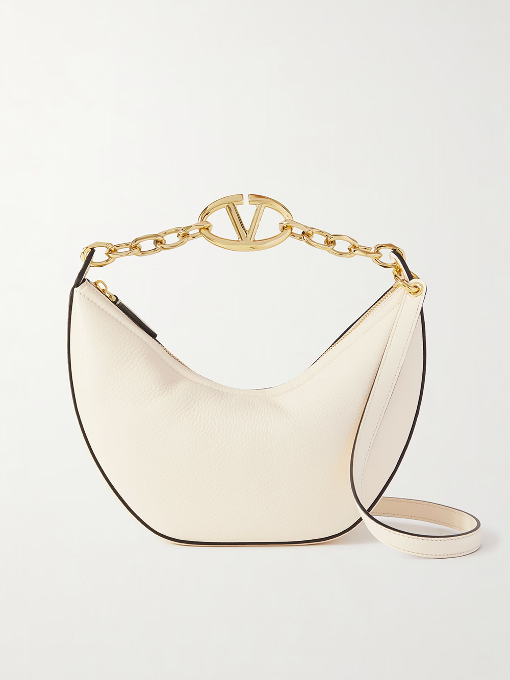 Valentino Garavani Ivory Leather Small Hobo Vlogo Shoulder Bag - BrandFit 88