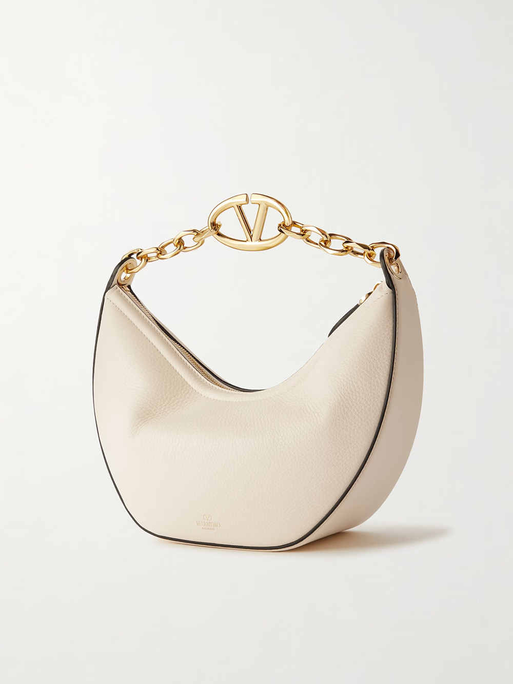 Valentino Garavani Ivory Leather Small Hobo Vlogo Shoulder Bag - BrandFit 88