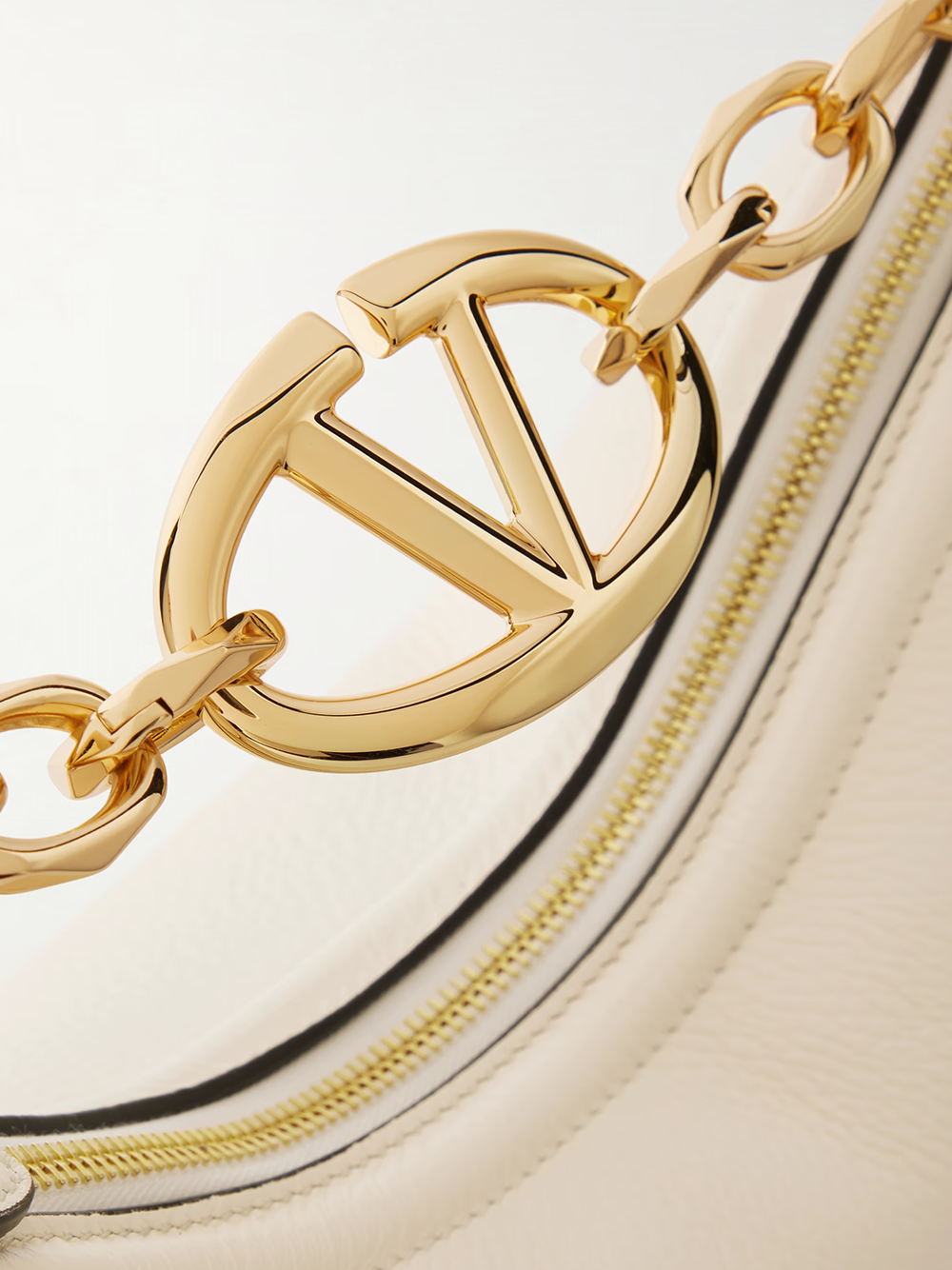 Valentino Garavani Ivory Leather Small Hobo Vlogo Shoulder Bag - BrandFit 88