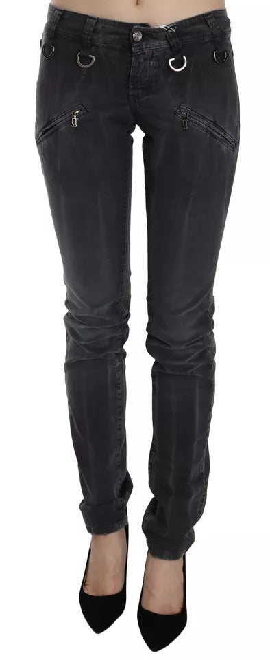 John Galliano Grey Washed Low Waist Zipper Side Skinny Denim Jeans - BrandFit 88