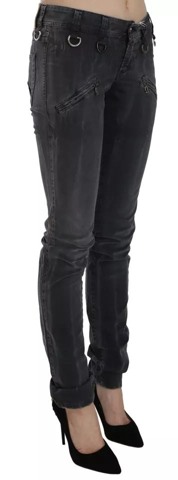 John Galliano Grey Washed Low Waist Zipper Side Skinny Denim Jeans - BrandFit 88