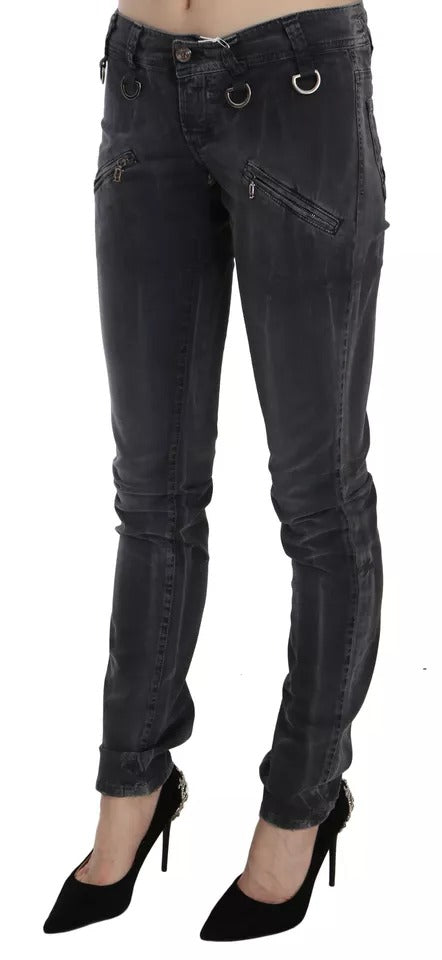 John Galliano Grey Washed Low Waist Zipper Side Skinny Denim Jeans - BrandFit 88