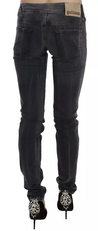 John Galliano Grey Washed Low Waist Zipper Side Skinny Denim Jeans - BrandFit 88