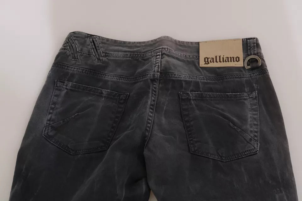 John Galliano Grey Washed Low Waist Zipper Side Skinny Denim Jeans - BrandFit 88