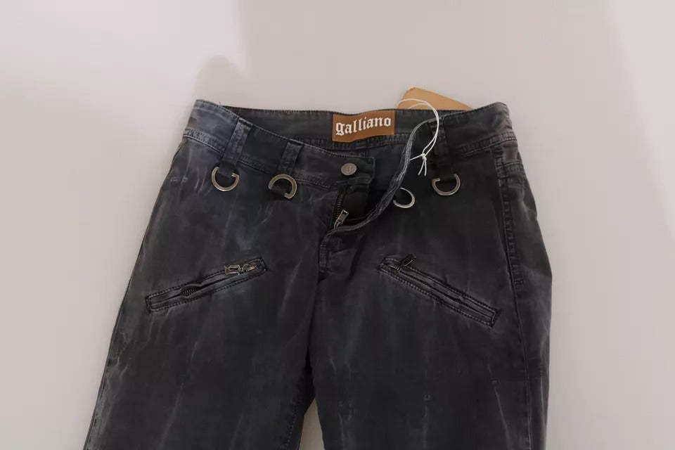 John Galliano Grey Washed Low Waist Zipper Side Skinny Denim Jeans - BrandFit 88