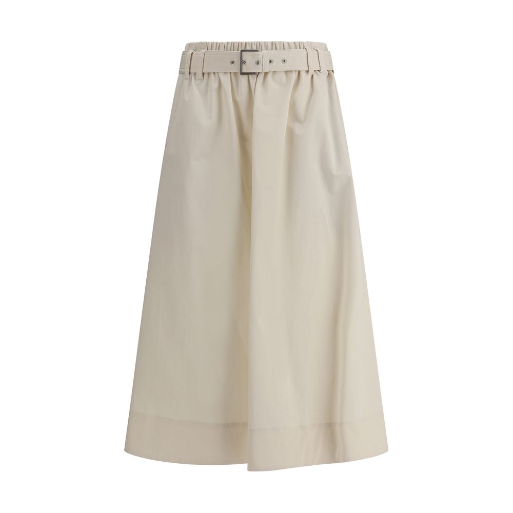 Brunello Cucinelli Cream Wide Long Skirt - BrandFit 88