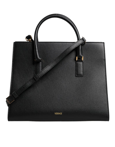 Versace Black Large Leather Top Handle Shoulder Crossbody Bag