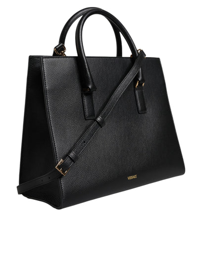 Versace Black Large Leather Top Handle Shoulder Crossbody Bag