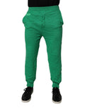 Dsquared² Green Cotton Elastic Waist Men Casual Pants - BrandFit 88