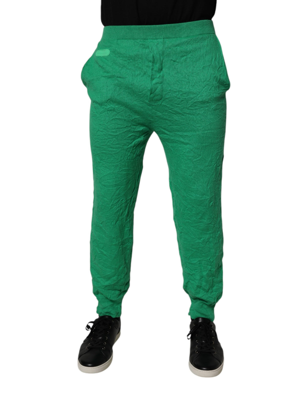 Dsquared² Green Cotton Elastic Waist Men Casual Pants - BrandFit 88
