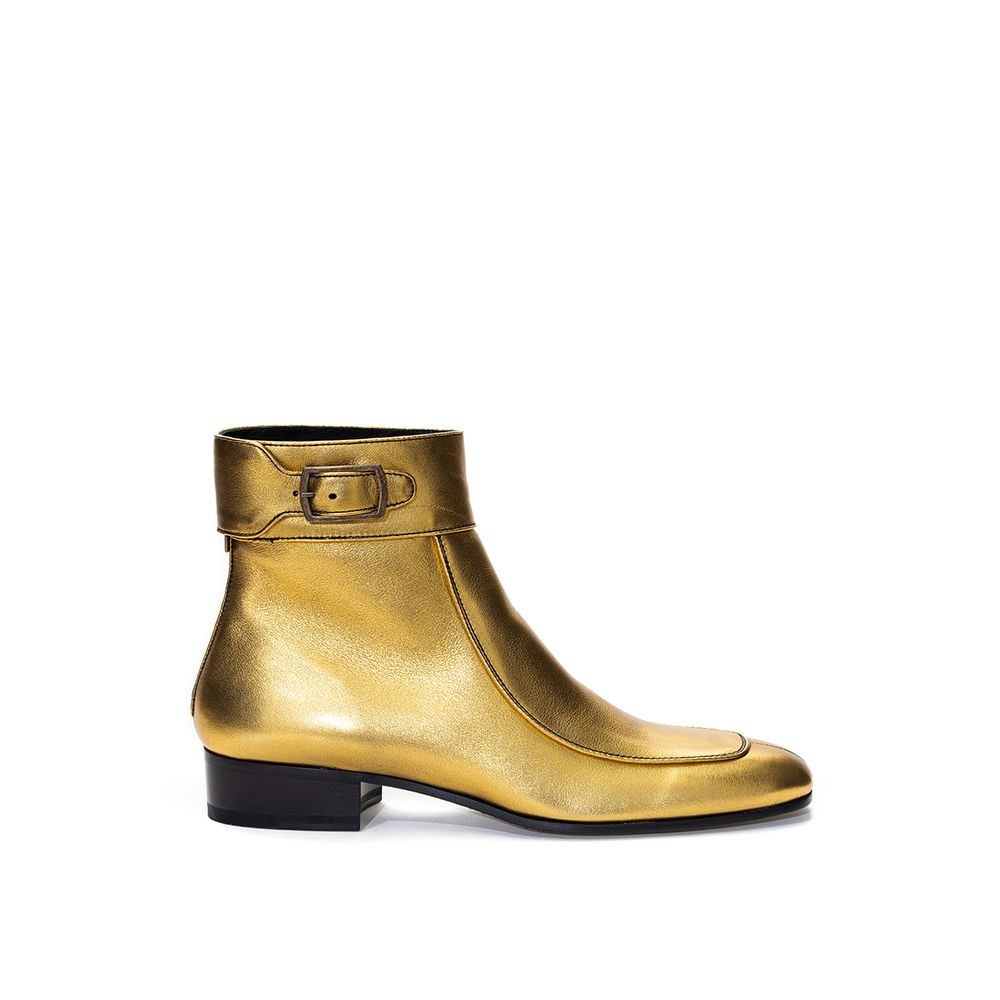 Saint Laurent Gold Leather Ankle Boots
