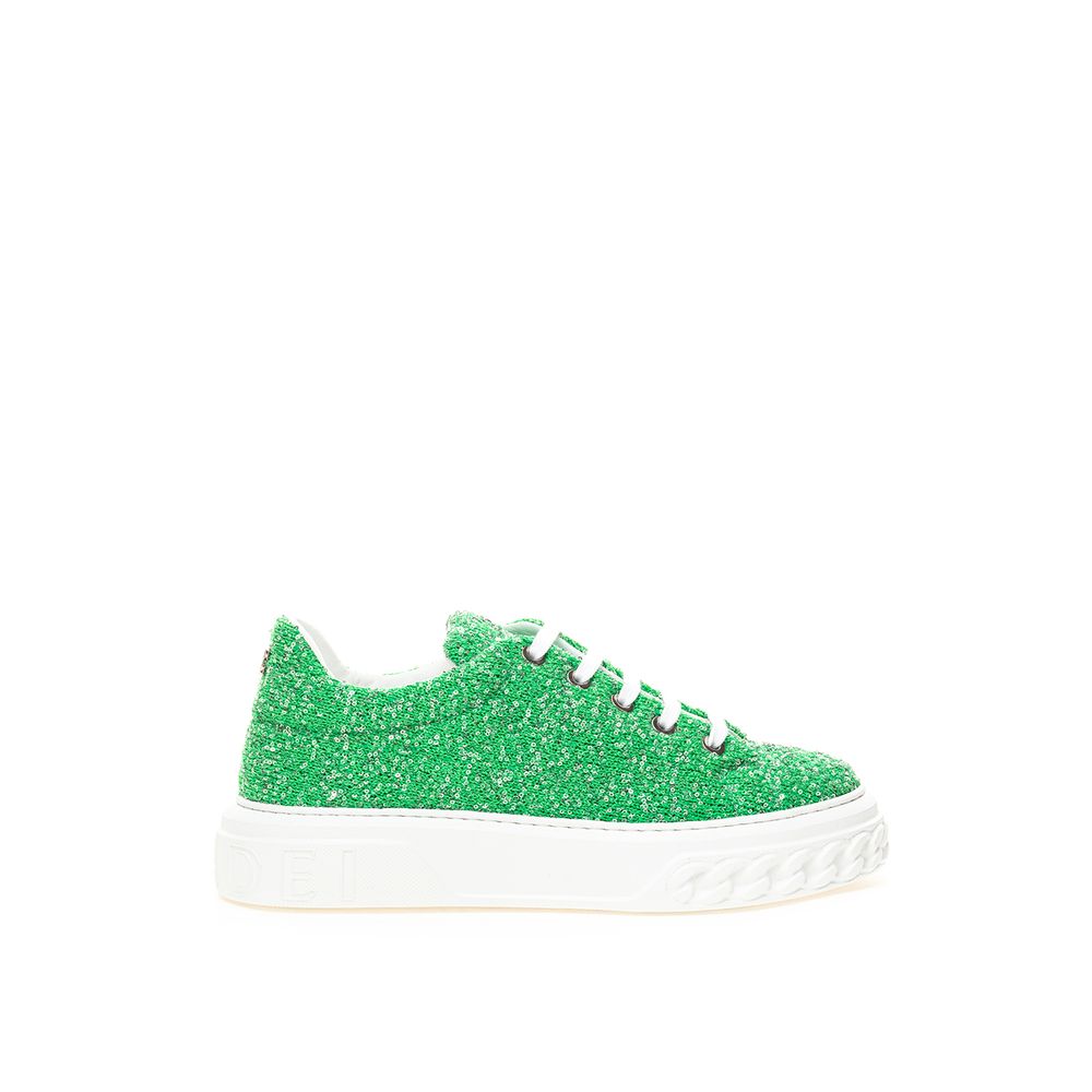 Casadei Green Fabric And Leather Athletic Sneakers